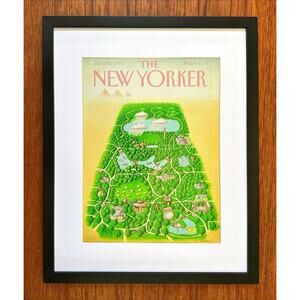 Framed 1990 New Yorker Magazine June 25 Bob Knox NYC Central Park
